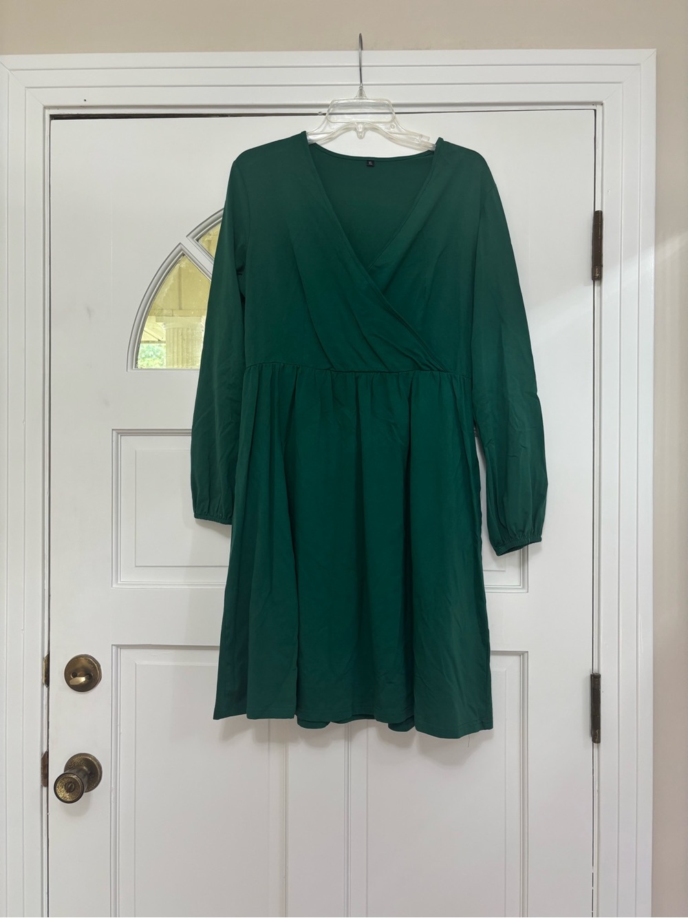 Women's Wrap Front Long Sleeve Dress - Green
